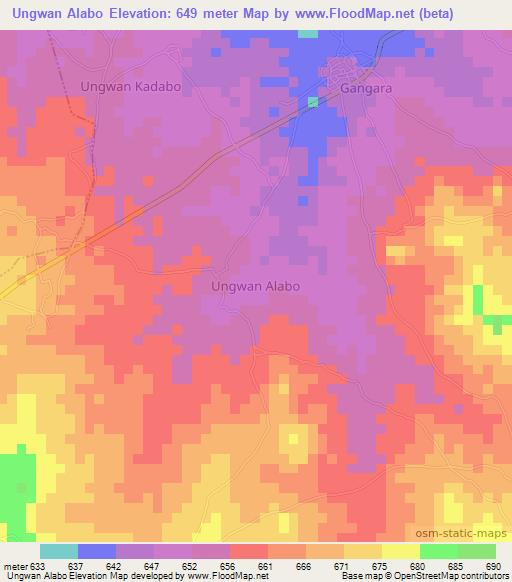 Ungwan Alabo,Nigeria Elevation Map