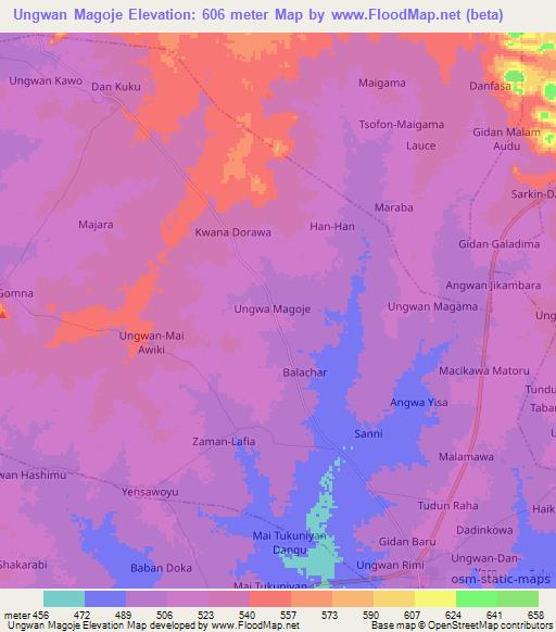 Ungwan Magoje,Nigeria Elevation Map