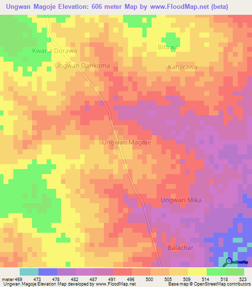 Ungwan Magoje,Nigeria Elevation Map