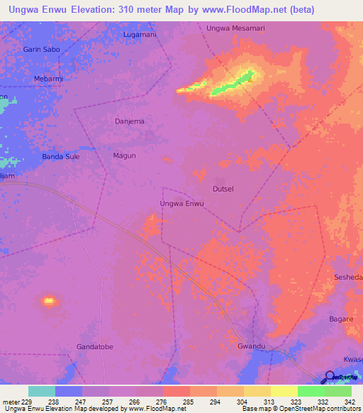 Ungwa Enwu,Nigeria Elevation Map