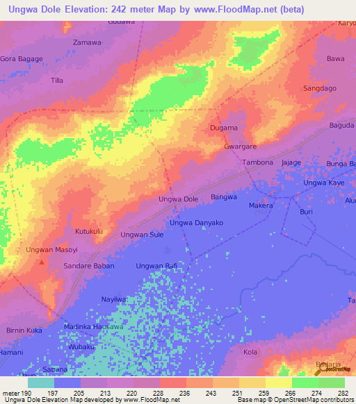 Ungwa Dole,Nigeria Elevation Map