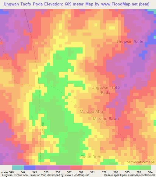 Ungwan Tsofo Poda,Nigeria Elevation Map