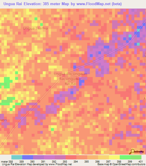 Ungua Rai,Nigeria Elevation Map