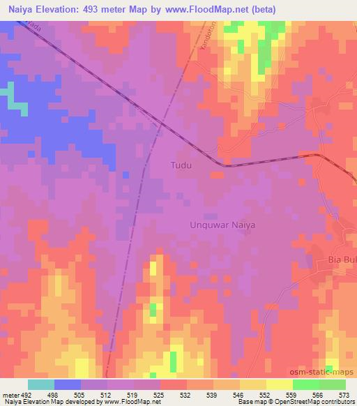 Naiya,Nigeria Elevation Map