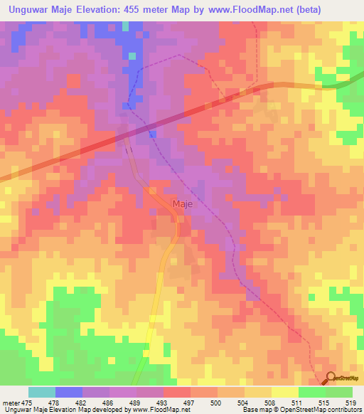 Unguwar Maje,Nigeria Elevation Map