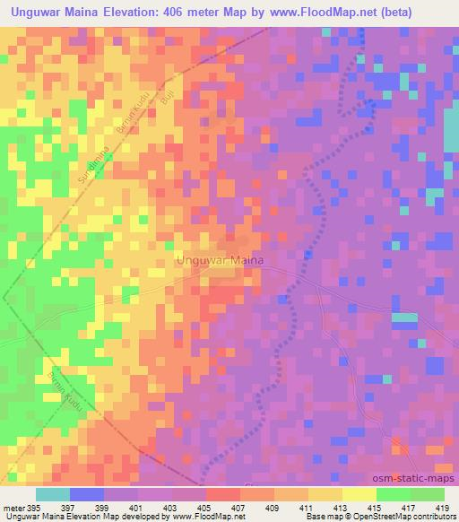 Unguwar Maina,Nigeria Elevation Map