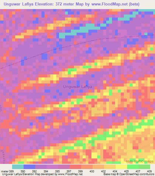 Unguwar Lafiya,Nigeria Elevation Map