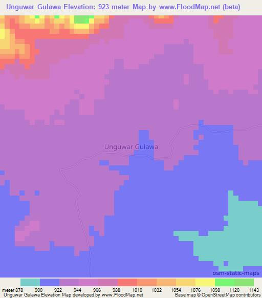 Unguwar Gulawa,Nigeria Elevation Map