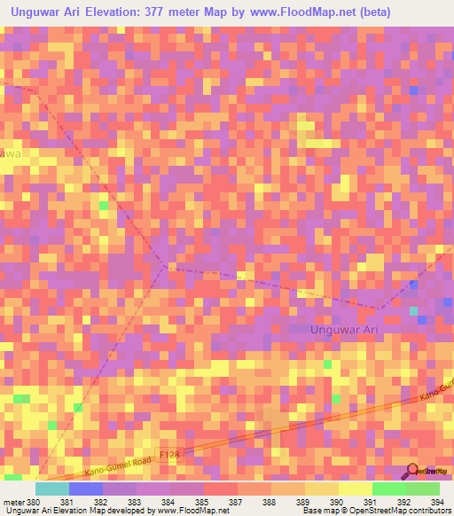 Unguwar Ari,Nigeria Elevation Map