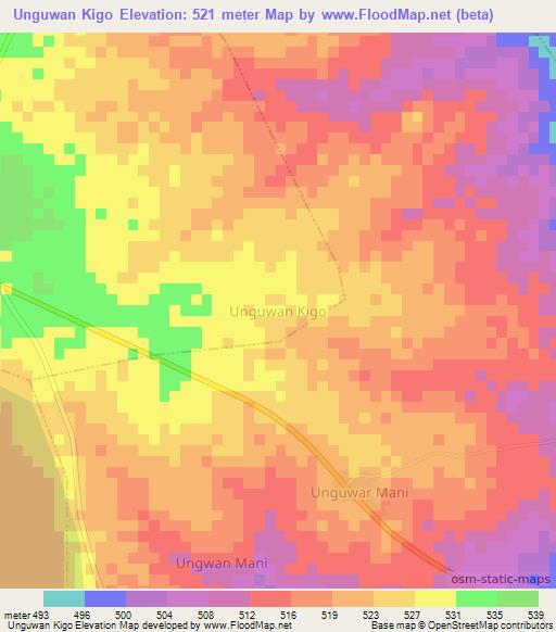 Unguwan Kigo,Nigeria Elevation Map