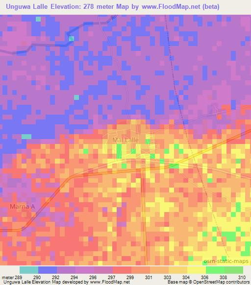 Unguwa Lalle,Nigeria Elevation Map