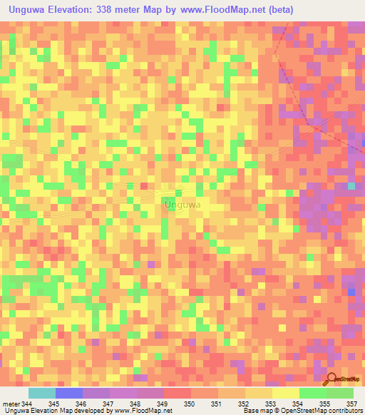 Unguwa,Nigeria Elevation Map