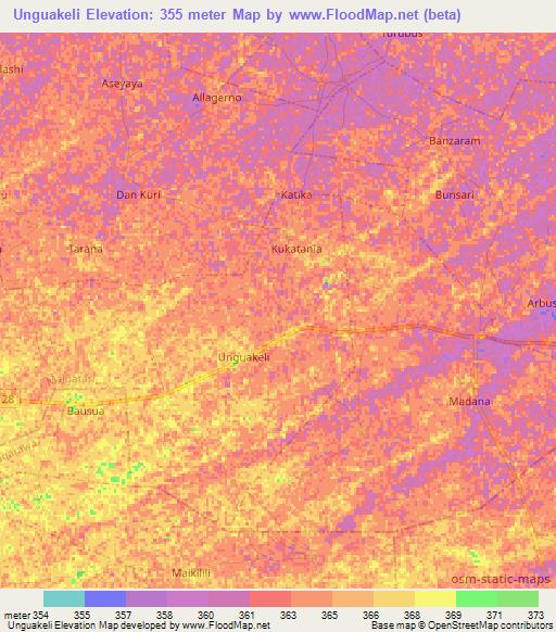 Unguakeli,Nigeria Elevation Map