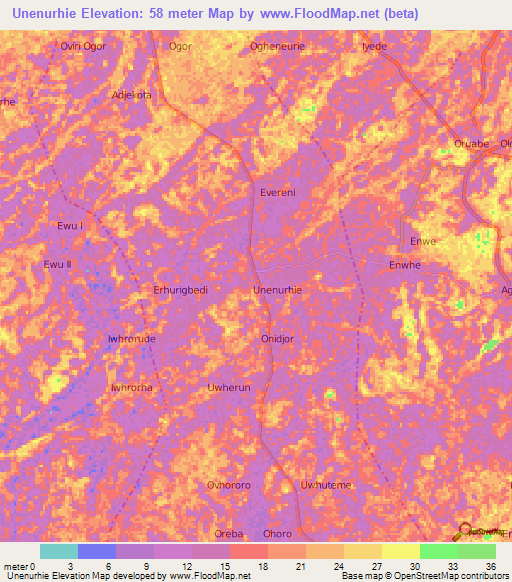 Unenurhie,Nigeria Elevation Map