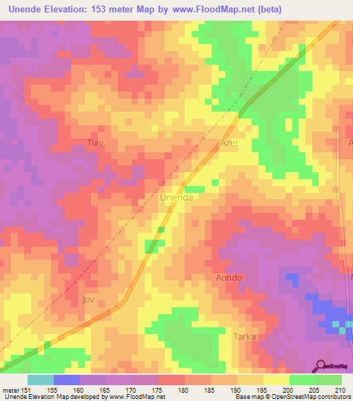 Unende,Nigeria Elevation Map