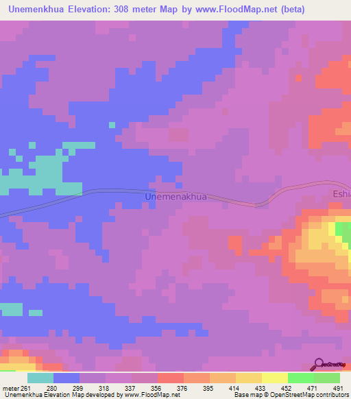 Unemenkhua,Nigeria Elevation Map