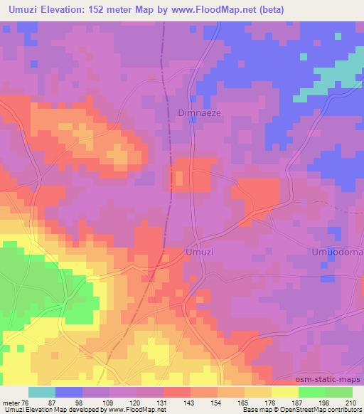 Umuzi,Nigeria Elevation Map