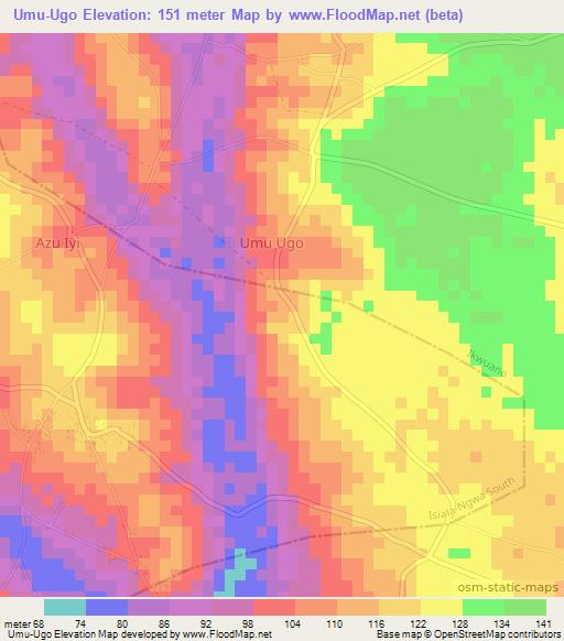 Umu-Ugo,Nigeria Elevation Map