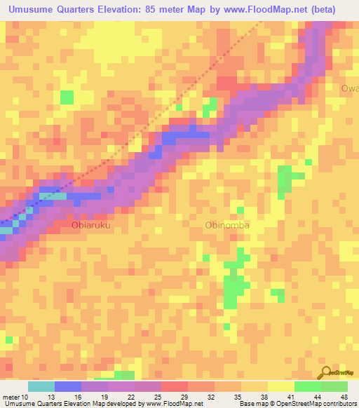 Umusume Quarters,Nigeria Elevation Map