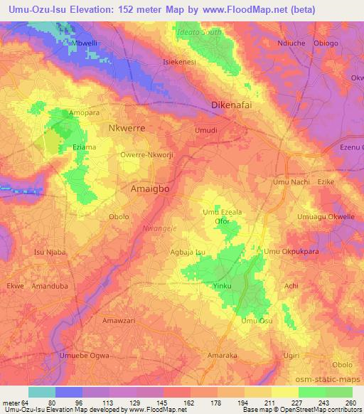 Umu-Ozu-Isu,Nigeria Elevation Map