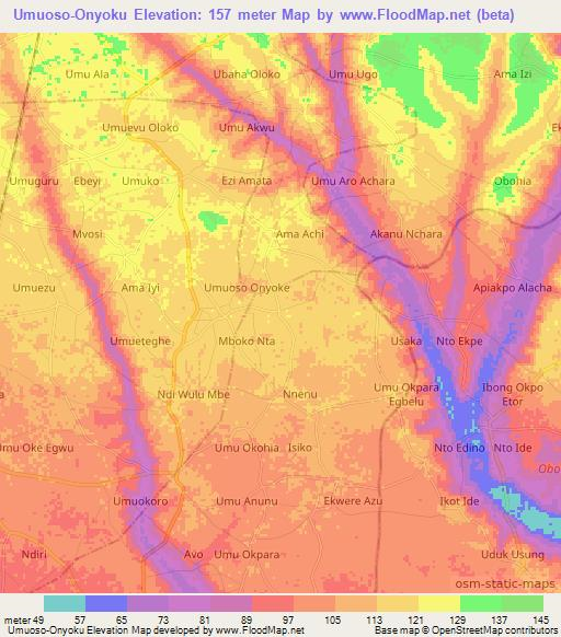 Umuoso-Onyoku,Nigeria Elevation Map