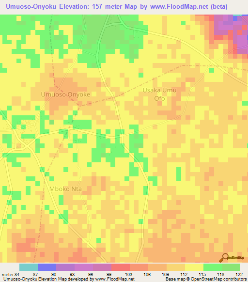 Umuoso-Onyoku,Nigeria Elevation Map