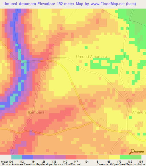 Umuosi Amumara,Nigeria Elevation Map