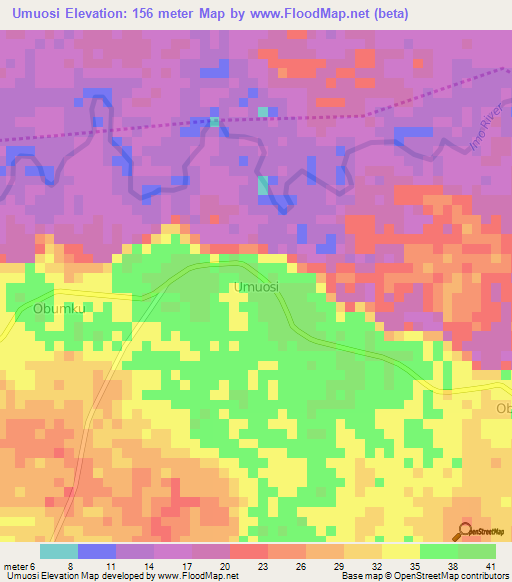 Umuosi,Nigeria Elevation Map