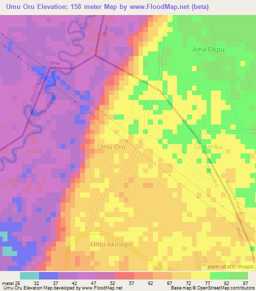 Umu Oru,Nigeria Elevation Map