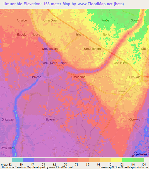 Umuonhie,Nigeria Elevation Map