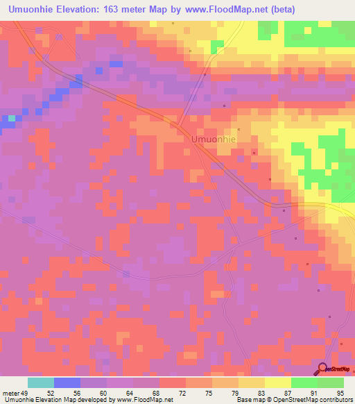 Umuonhie,Nigeria Elevation Map