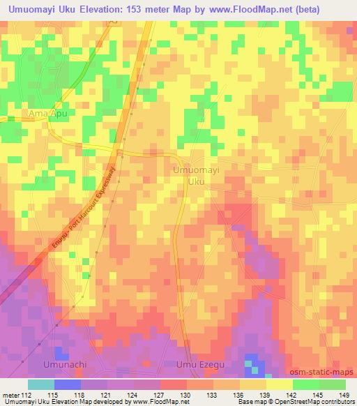 Umuomayi Uku,Nigeria Elevation Map