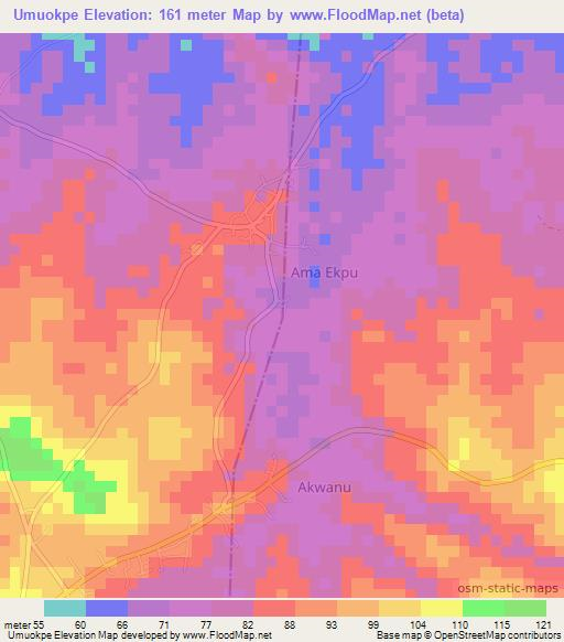 Umuokpe,Nigeria Elevation Map