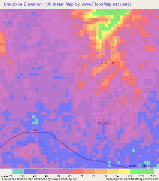 Umuokpe,Nigeria Elevation Map