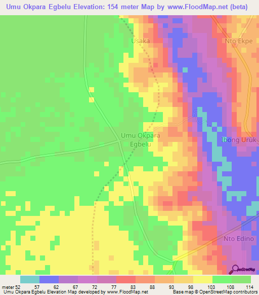 Umu Okpara Egbelu,Nigeria Elevation Map