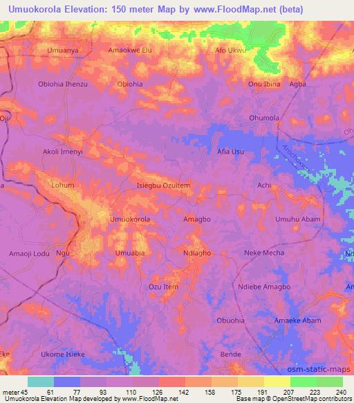 Umuokorola,Nigeria Elevation Map