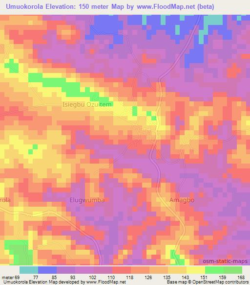 Umuokorola,Nigeria Elevation Map