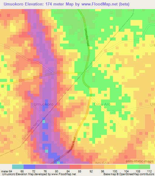 Umuokoro,Nigeria Elevation Map