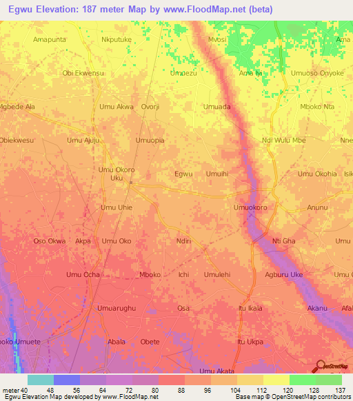 Egwu,Nigeria Elevation Map