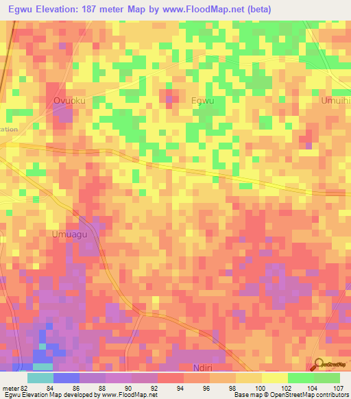 Egwu,Nigeria Elevation Map