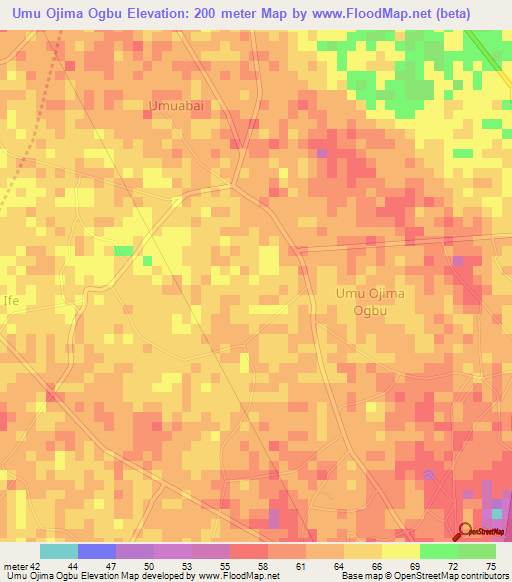 Umu Ojima Ogbu,Nigeria Elevation Map