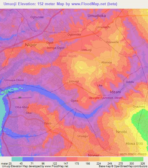 Umuoji,Nigeria Elevation Map