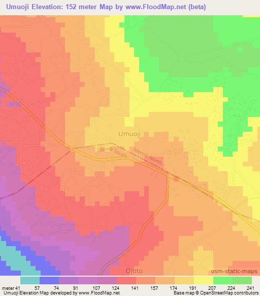 Umuoji,Nigeria Elevation Map