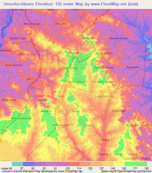 Umuohu-Udume,Nigeria Elevation Map