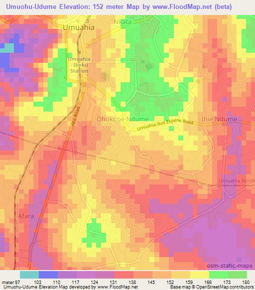 Umuohu-Udume,Nigeria Elevation Map