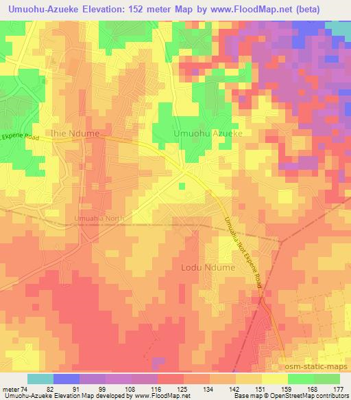 Umuohu-Azueke,Nigeria Elevation Map