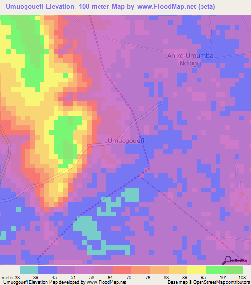 Umuogouefi,Nigeria Elevation Map