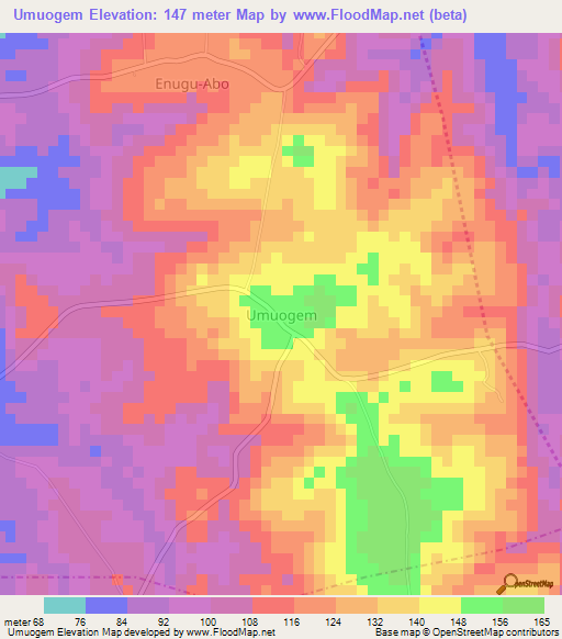 Umuogem,Nigeria Elevation Map