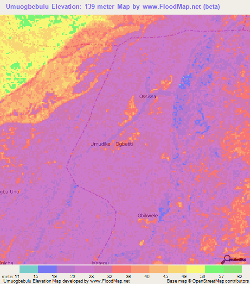 Umuogbebulu,Nigeria Elevation Map