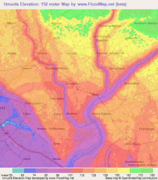 Umuofa,Nigeria Elevation Map